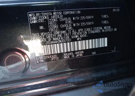 2021 Toyota Venza Limited из США, поврежденный, VIN JTEAAAAH3MJ007001